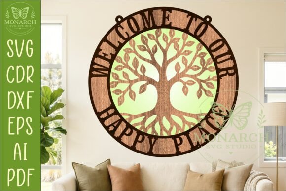 Download Welcome to Our Happy Place SVG Tree Sign - Tree sign Collection