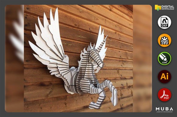 Download 3D Unicorn Decor Chart, Horse Laser Cut - Horse laser cut Collection
