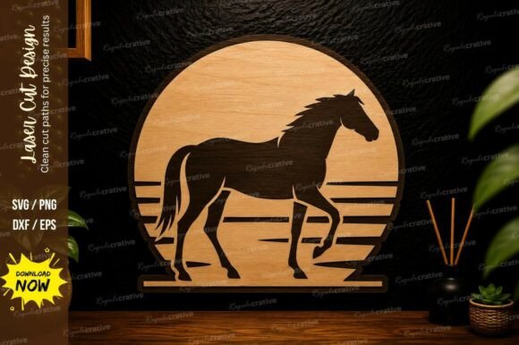 Download Horse Sunset Laser Cut SVG Design - Premium Resources